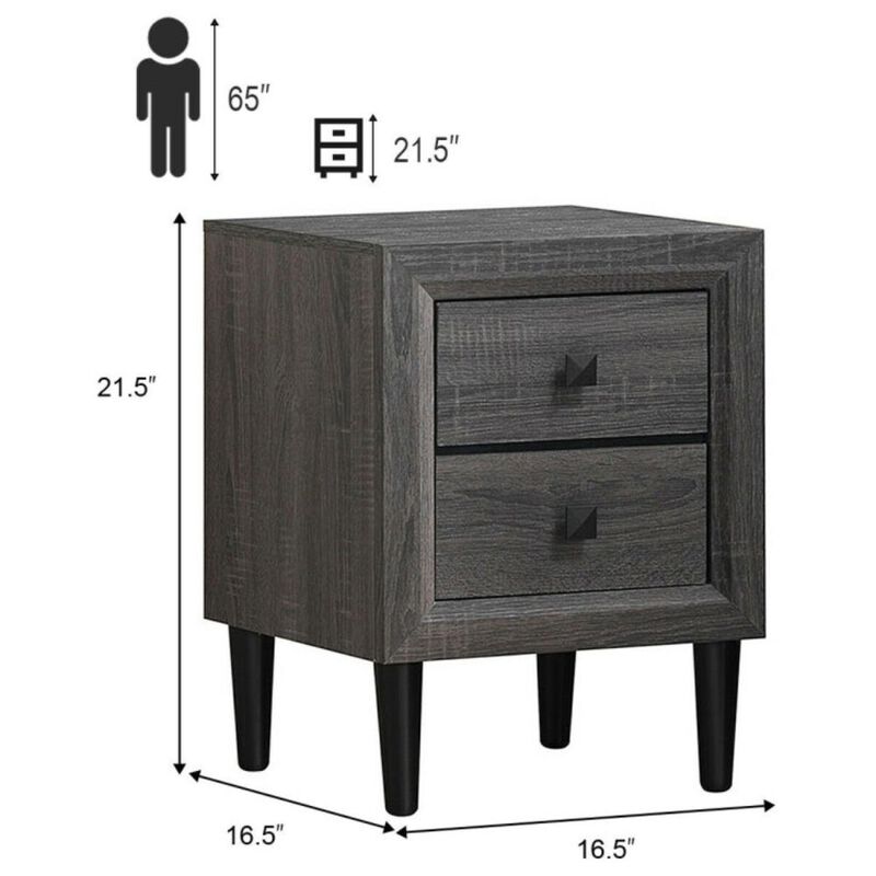 Hivvago Multipurpose Retro Bedside Nightstand with 2 Drawers