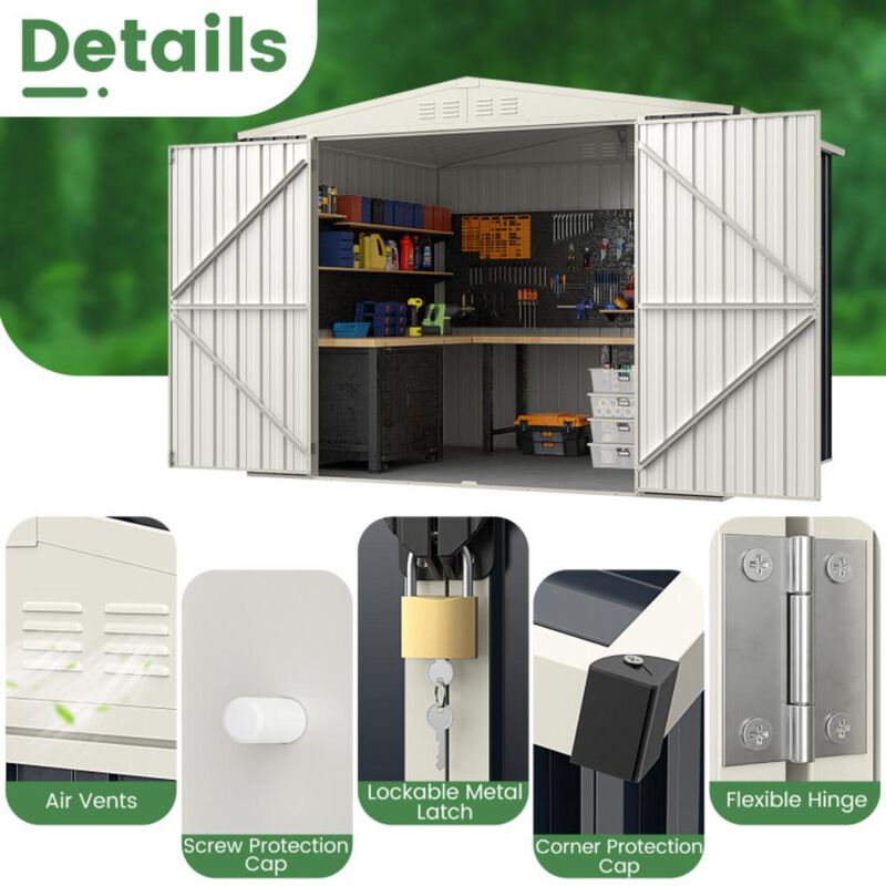 Hivvago 7.5 x 6.3 FT Metal Outdoor Storage Shed with Lockable Door