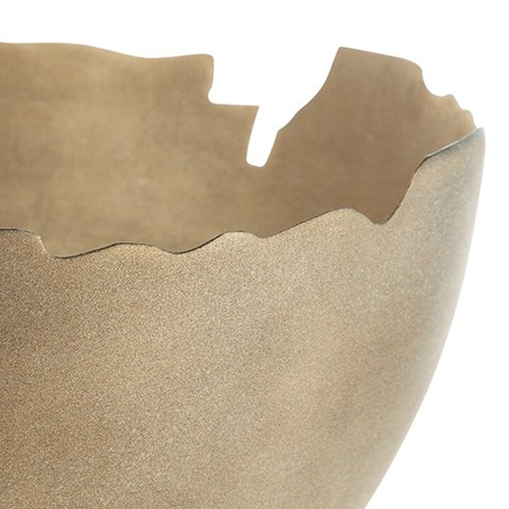 Mer Tabletop Decorative Bowl, Free Flow Edge with Pedestal Base, Gold - Benzara
