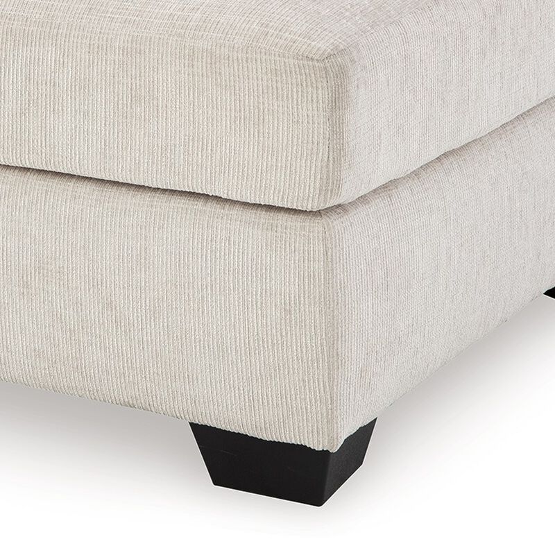 Avie Oversized Accent Ottoman, White Ivory Polyester Cushion, 38 Inch - Benzara