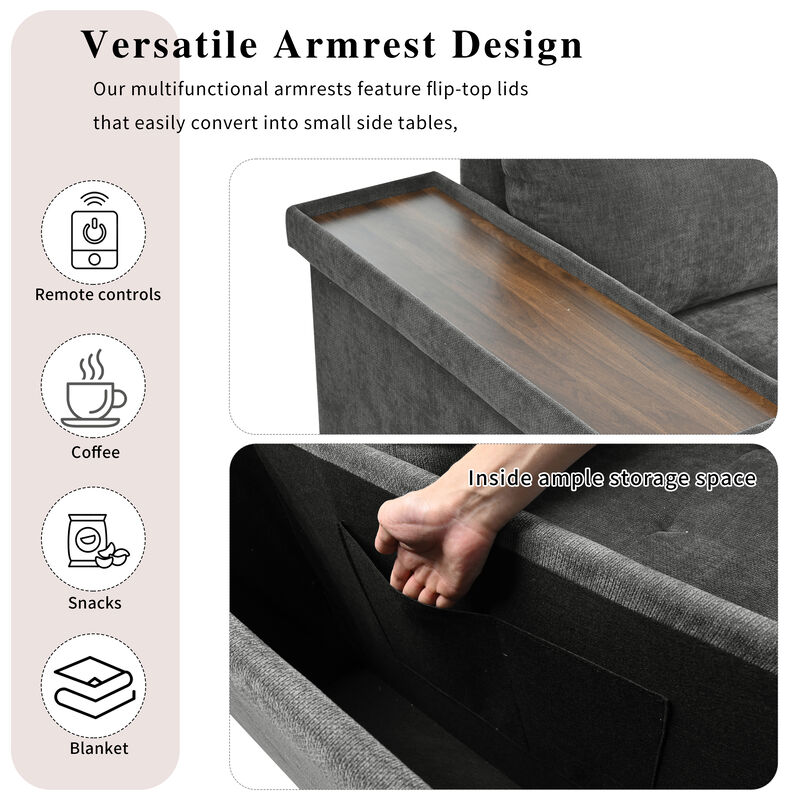 Merax L Shaped Sleeper Sofa Couch with Hidden Storage
