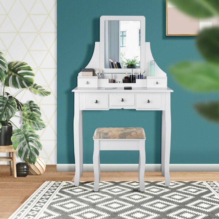 Hivvago 5 Drawers Removable Box Makeup Dressing Vanity Set