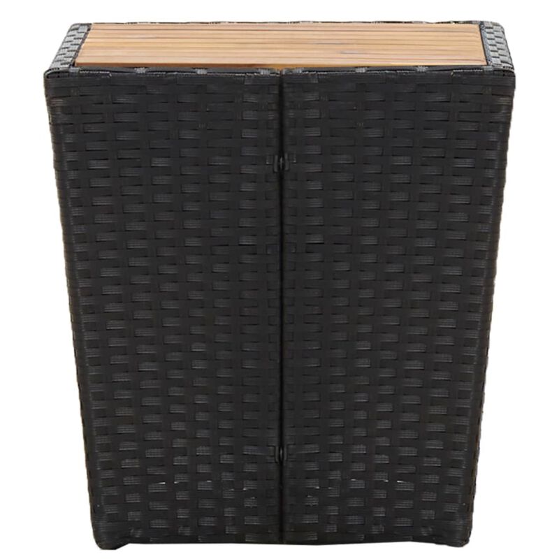 vidaXL Tea Table Black 16.3"x16.3"x16.9" Poly Rattan and Solid Acacia Wood