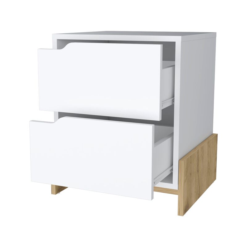 Streamdale Ralston 2-Drawer Nightstand In White And Macadamia