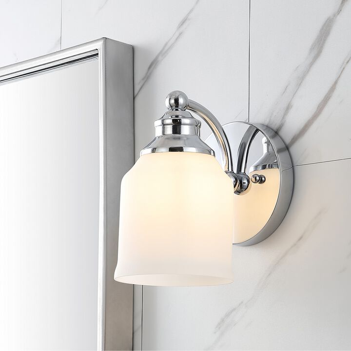 Lydia Iron/Frosted Glass Farmhouse Cottage LED Vanity Light