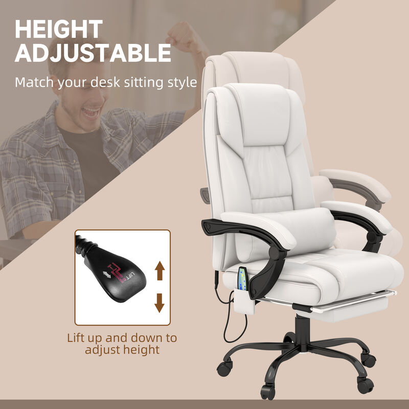 Massaging Office Chair w/ Reclining Function 5 Wheels and High Back Support