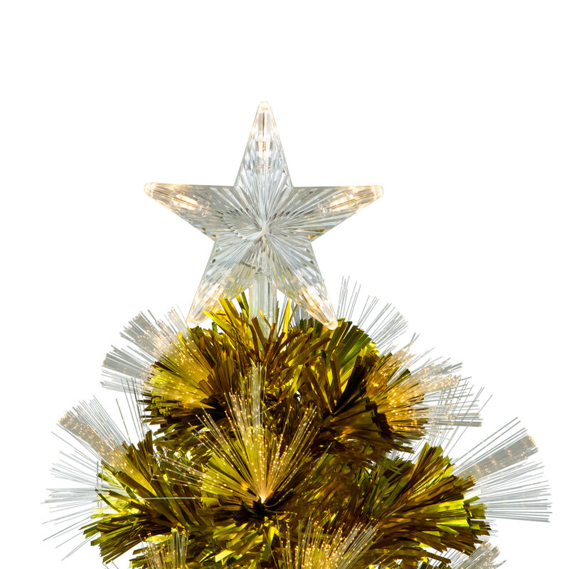 3' Pre-Lit Gold Fiber Optic Artificial Christmas Tree  White Lights