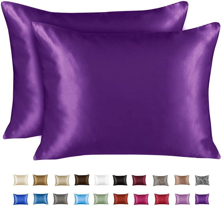 Satin Pillow Case with Zipper - Luxury Pillow Cover (Pillowcase Set of 2)