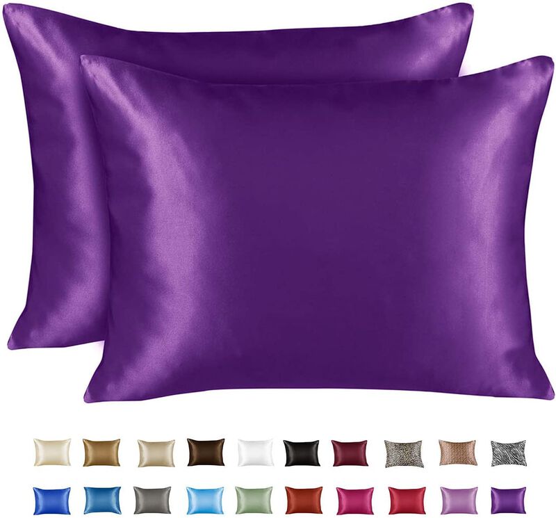 Satin Pillow Case with Zipper - Luxury Pillow Cover (Pillowcase Set of 2)