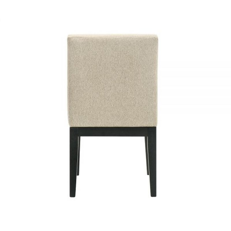 Fin 23 Inch Dining Chair, Set of 2, Fabric Upholstery, Beige and Black - Benzara