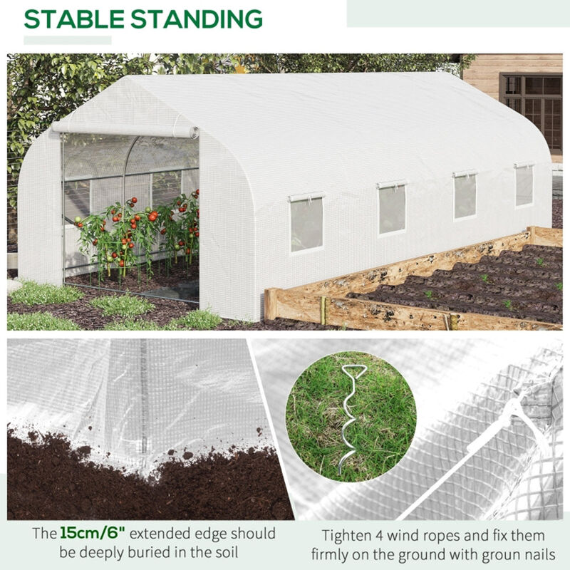 Large Walk-In Greenhouse with Ventilation Windows & Zippered Doors