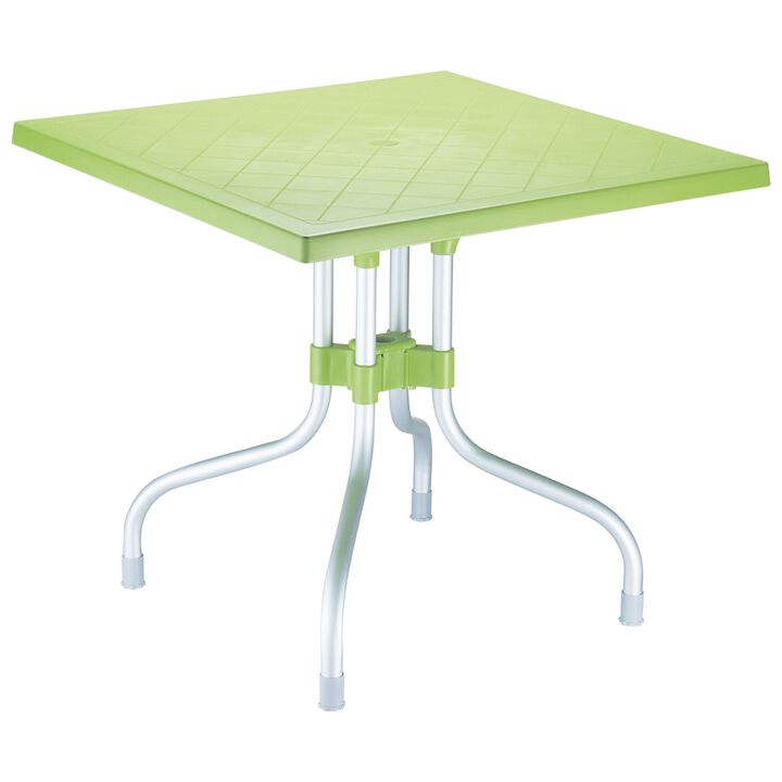 31" Red and Silver Patio Square Folding Dining Table