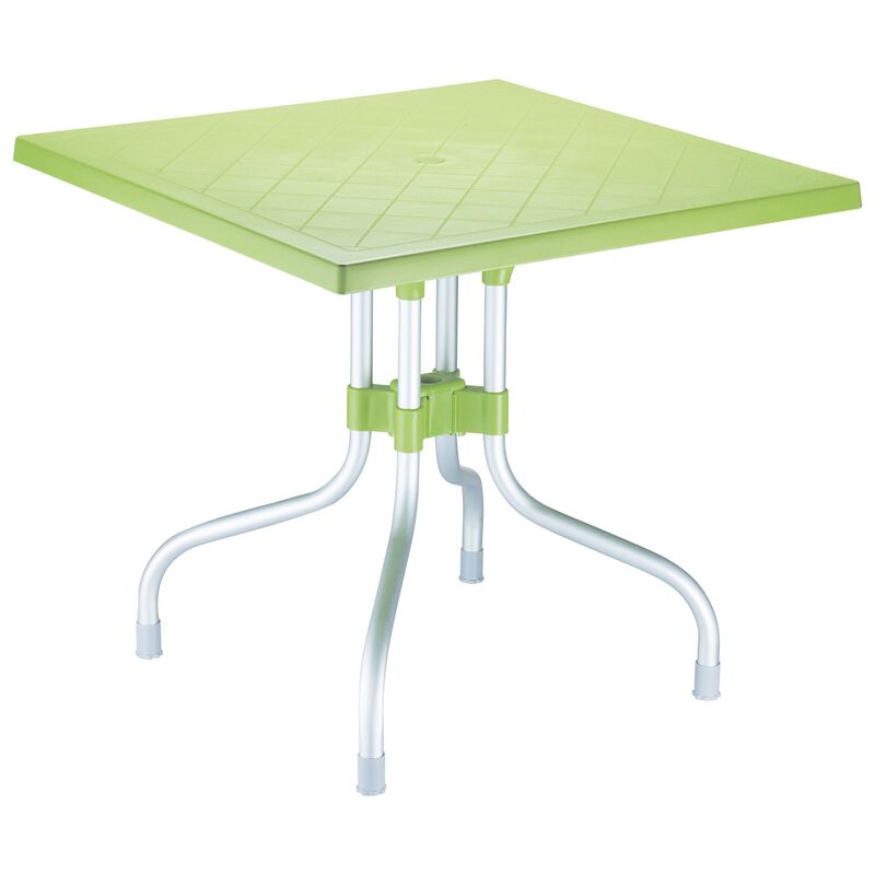 31" Red and Silver Patio Square Folding Dining Table