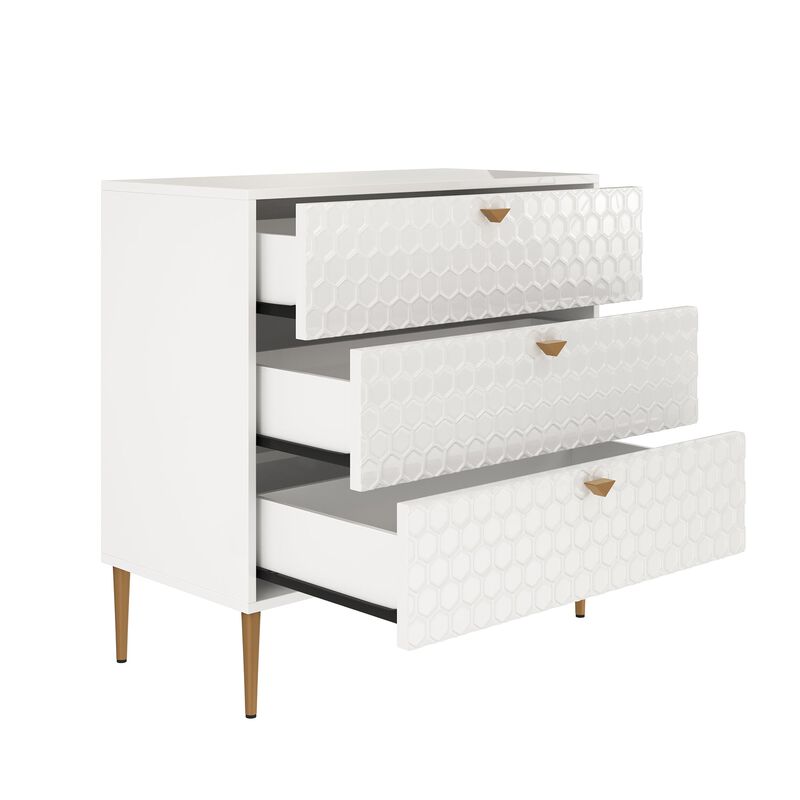White Accent Storage Cabinet with 3-Drawer Chest