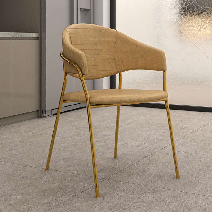 Bella Modern Dining Chair Upholstered in Leather With Stainless Steel Base Set of 2