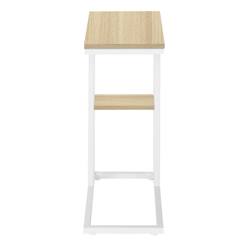 Monarch Specialties I 3677 Accent Table, C-shaped, End, Side, Snack, Living Room, Bedroom, Metal, Laminate, Natural, White, Contemporary, Modern