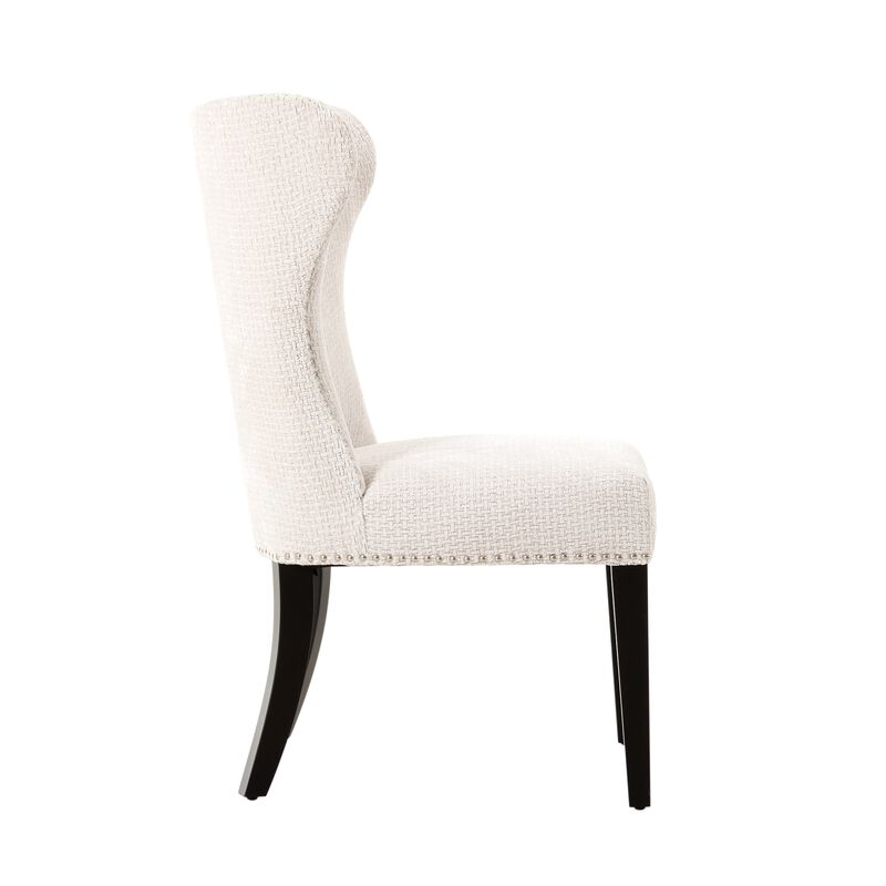 Pasargad Home Elara Design Upholstered 2 Pieces Dining Chair Set, Ivory