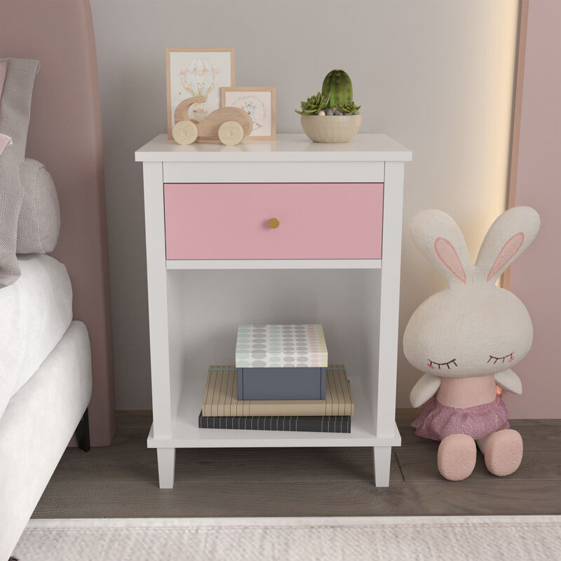 Streamdale Wooden Nightstand With One Drawer One Shelf For Kids, Adults