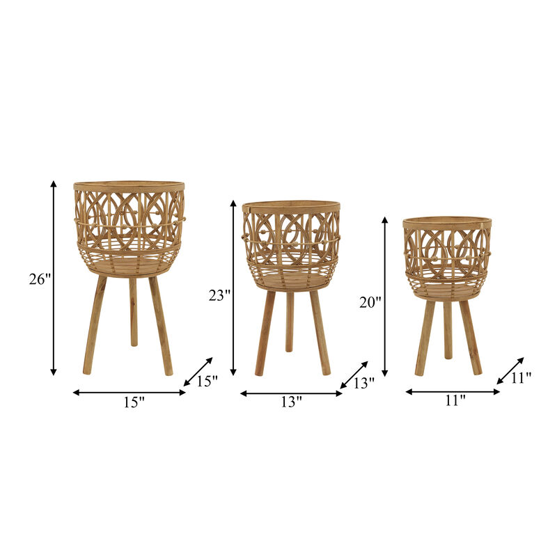 S/3 Bamboo Planters Natural