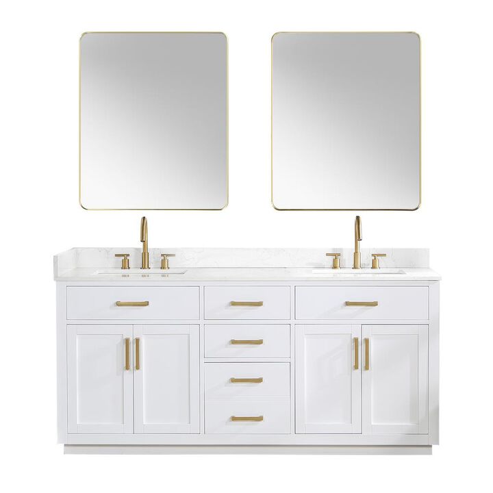 Altair 72 Double Bathroom Vanity in White with Mirror