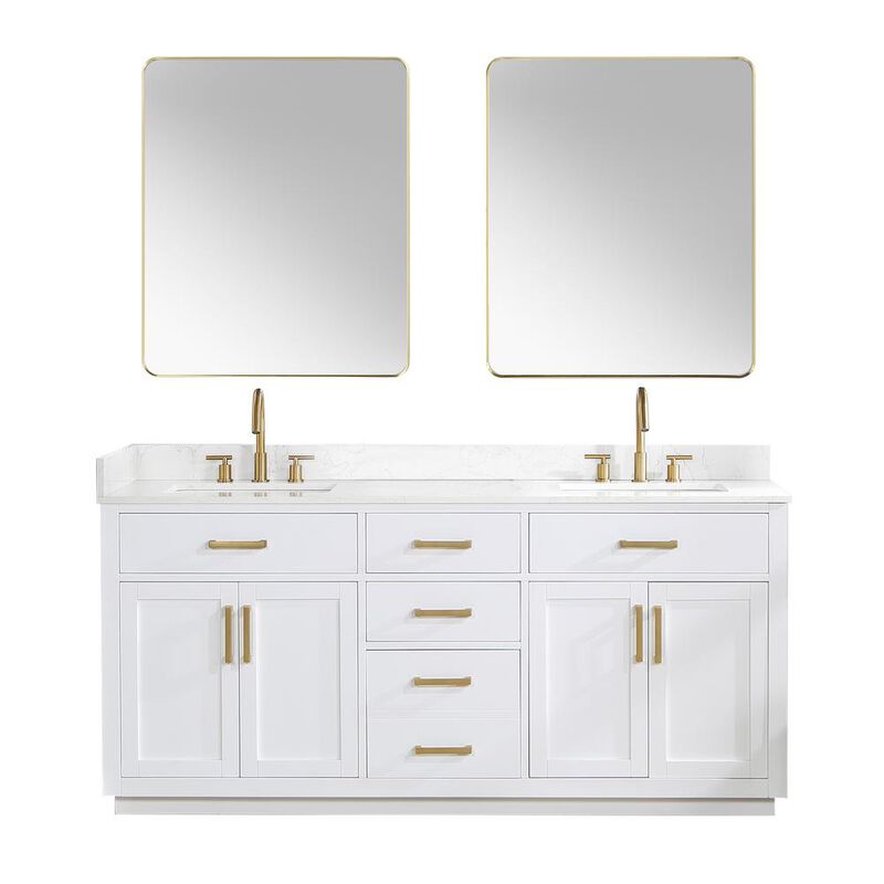 Altair 72 Double Bathroom Vanity in White with Mirror