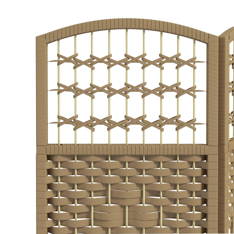 6 Panel Folding Room Divider Privacy Screen Wave Fiber Room Separator Natural