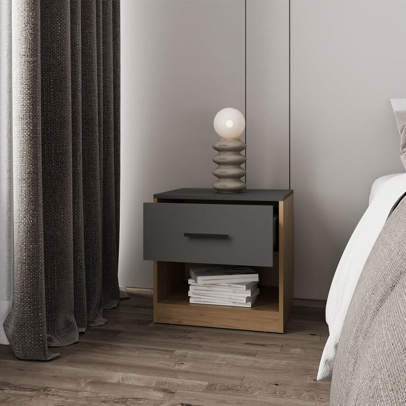 Kemp Mill Nightstand, Matt Grey/Macadamia