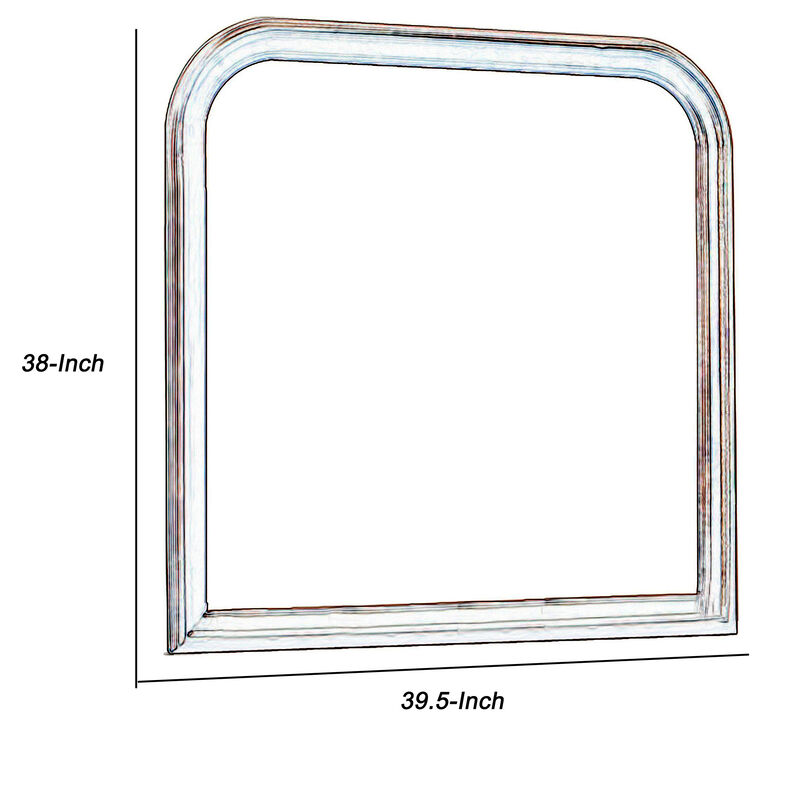 Arched Molded Design Wooden Frame Mirror, Cherry Brown and Silver-Benzara