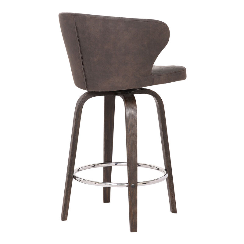 Mynette  Swivel Brown Faux Leather Bar Stool