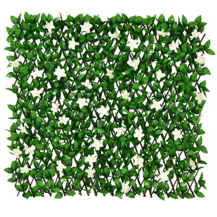 Hivvago 4 Pieces Expandable Faux Ivy Privacy Screen Fence Panel Pack with Flower
