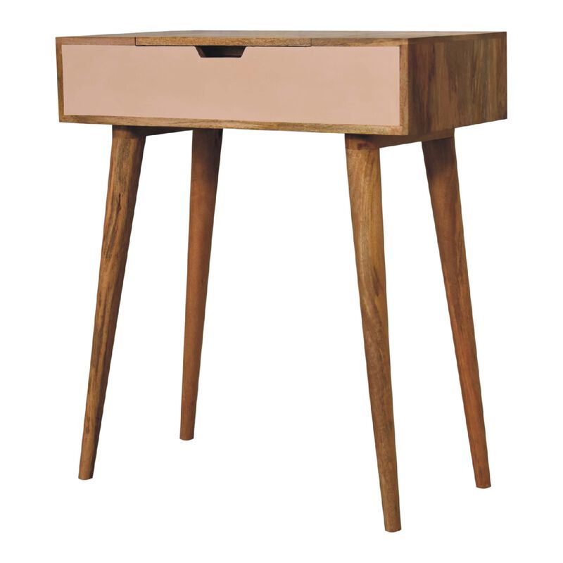 Mini Pink Dressing  Solid  Oak-ish Wood Table