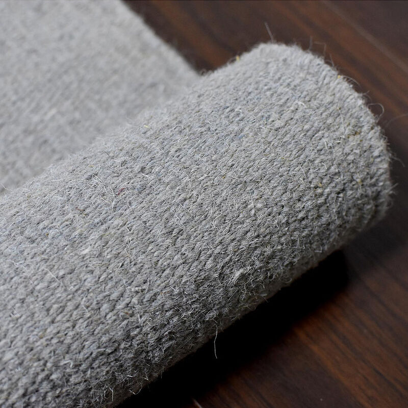 RUGSOTIC CARPETS HAND WOVEN FLAT WEAVE KILIM WOOL ECO-FRIENDLY AREA RUGS  - 4'x6', Rectangle Shape, Light Silver Color, Solid Plain Design, Low Pile Handmade Rugs for Living Room (D00111)