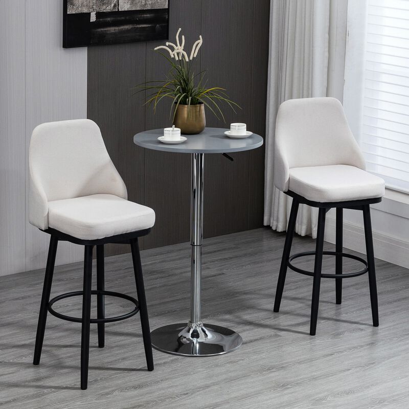 Ivory White Bar Seating: Plush Upholstered Stools with Steel Legs