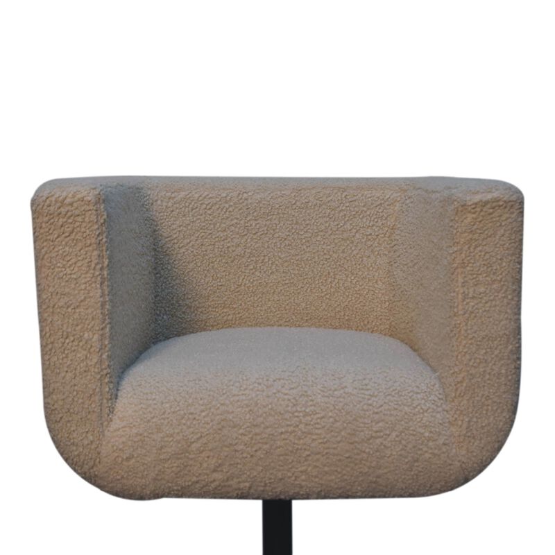 Artisan Furniture Cream Boucle Black Base Swivel  Solid Wood Arm Chair