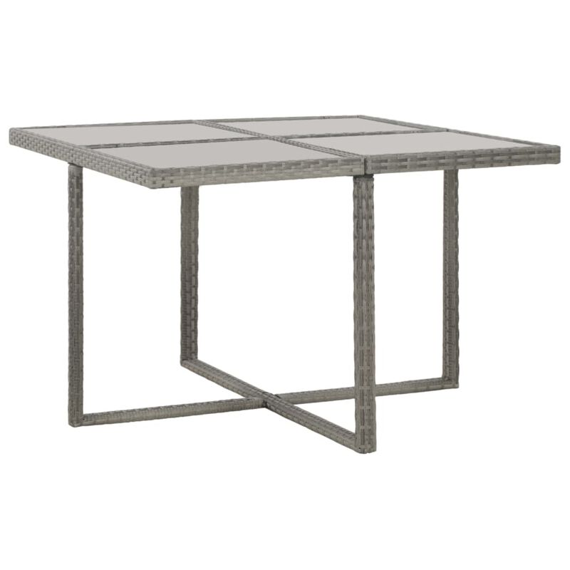 vidaXL 5 Piece Outdoor Dining Set with Cushions Poly Rattan Gray