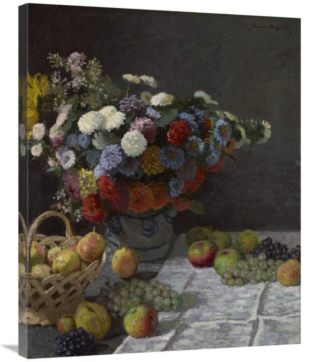 Still Life with Flowers and Fruit-Canvas Art-28x35
