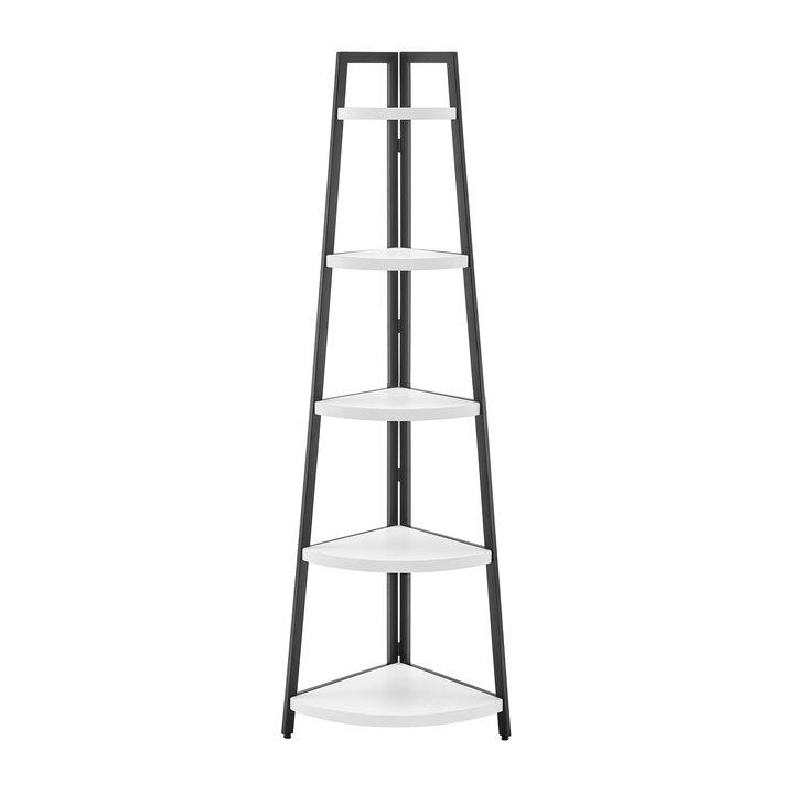 Free-Standing 5-Tier Pyramid Corner Shelf with Metal Frame