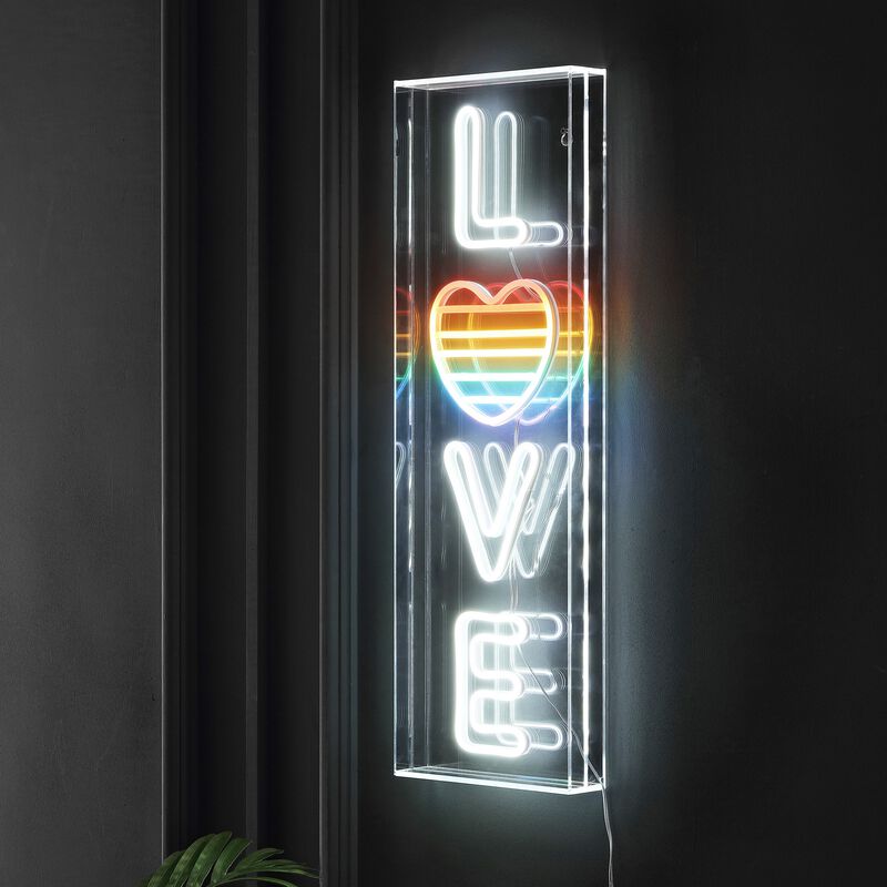 LOVE 8" X 24" Contemporary Glam Acrylic Box USB Operated LED Neon Light
