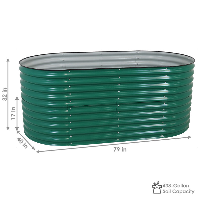 Sunnydaze Galvalume Steel Oval Raised Garden Bed - 79 in x 32 in
