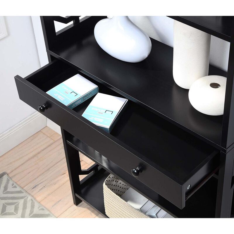 Convenience Concepts Omega 5 Tier Bookcase with Drawer, Black