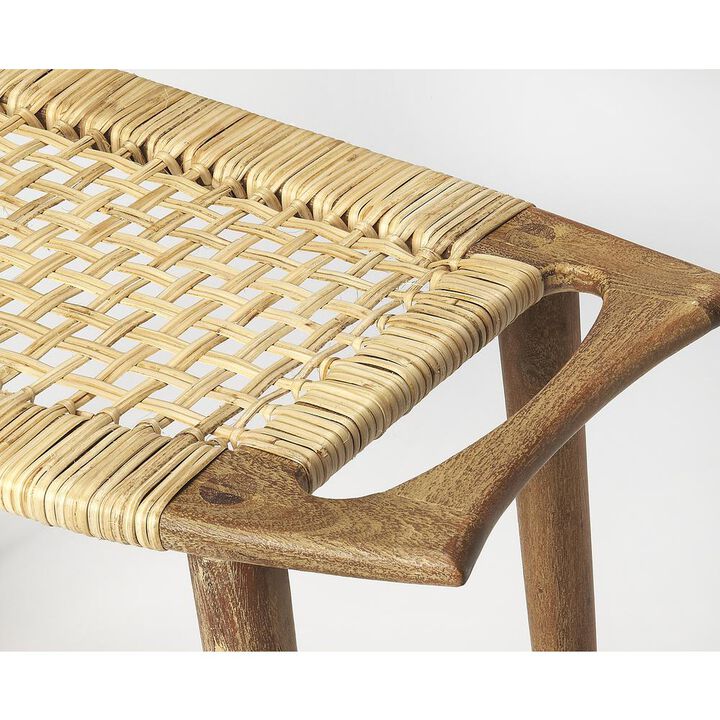 Natural Harmony Mango Wood and Rattan Stool, Belen Kox