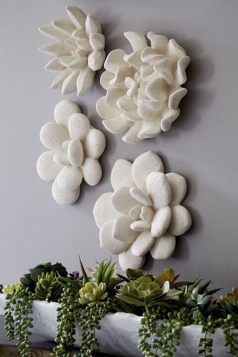 Laui Succulent Wall Art in White Stone