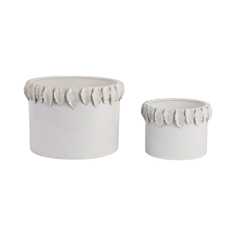 Leaf Applique Planters, White set