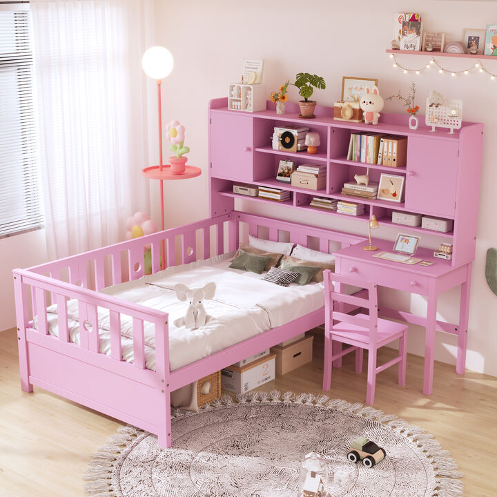 Merax Multifunctional Platform Bed with Desk and a Chair
