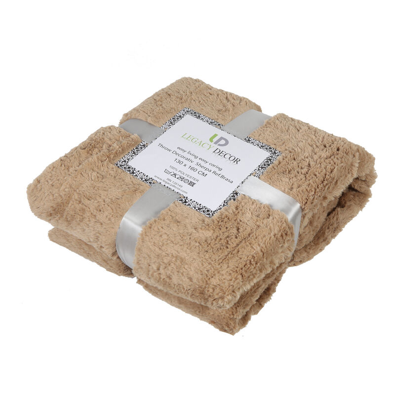 Legacy Decor Luxurious Soft Velour Fleece Throw with Super Ultra Soft Faux Fur on Backside Blanket 49”x 73” White Color