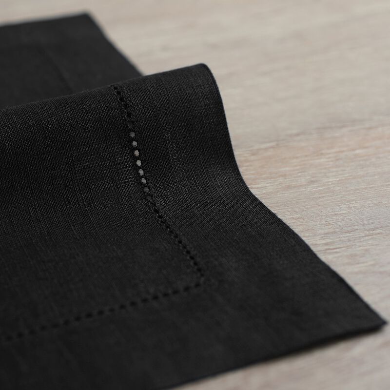 Solino Home 100% Pure Linen Placemats Set of 4 - 14 x 19 Inch | Classic Hemstitch