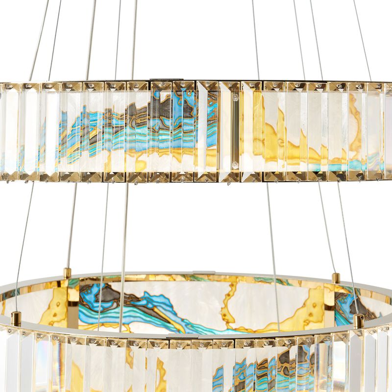 Boeseman's Chandelier Colorful Crystal Integrated LED CC Technology 3 Tiers, Round