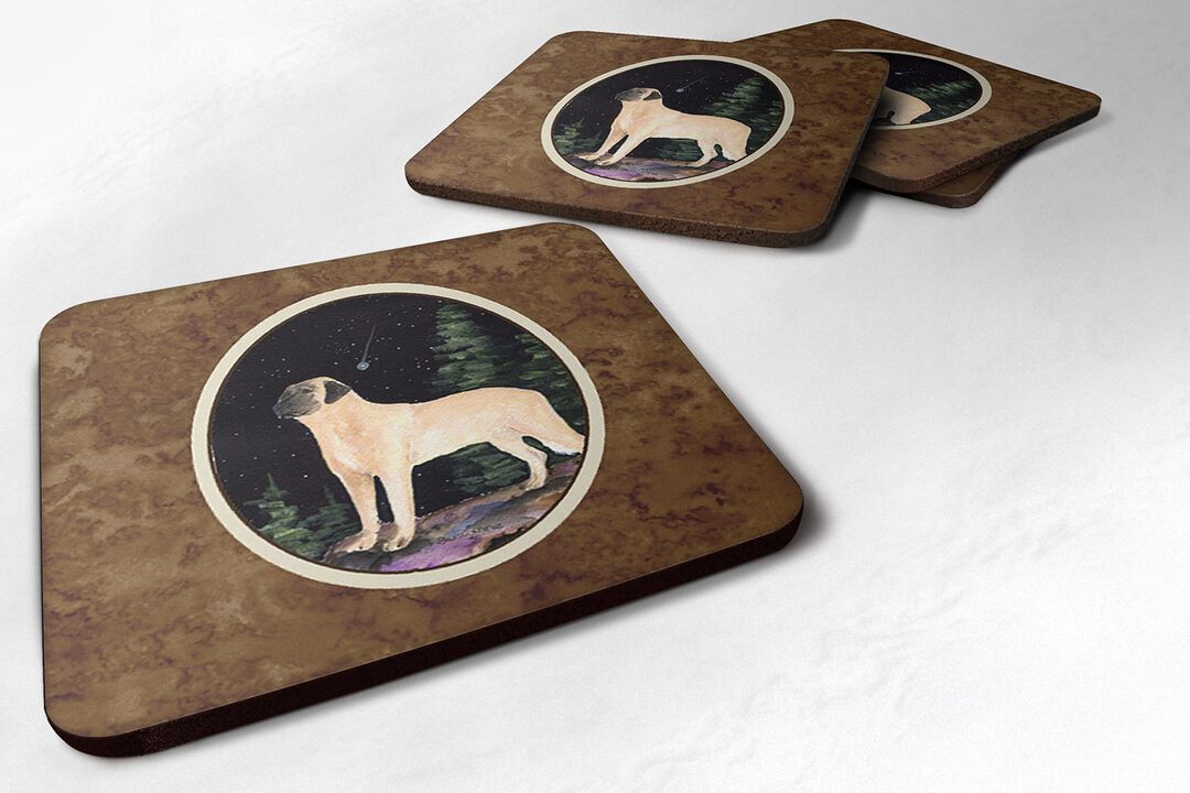 Caroline's Treasures SS8505FC Starry Night Anatolian Shepherd Foam Coasters Set of 4 (Set of 4), 3.5 H x 3.5 W, Multicolor