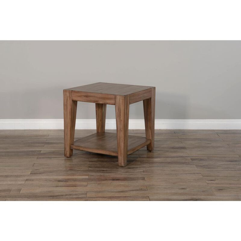 Sunny Designs Doe Valley 24 Mid-Century Wood End Table in Taupe Brown
