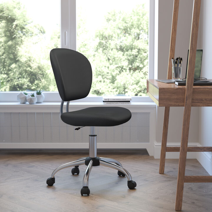 Beverly Mid-Back Gray Mesh Padded Swivel Task Office Chair with Chrome Base